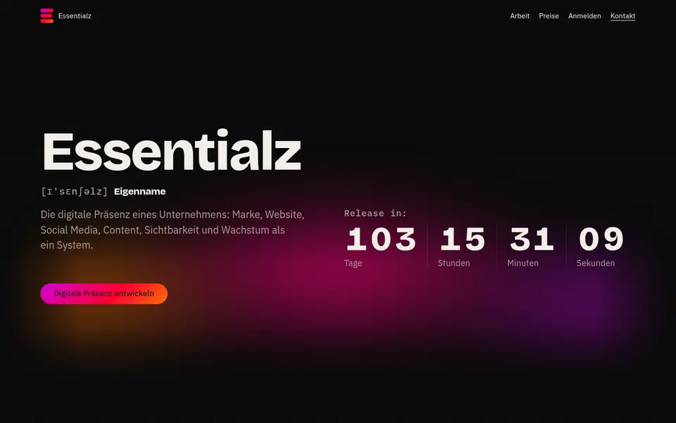 Startseite der Essentialz-Präsenz